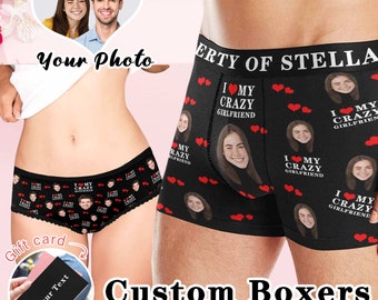Personalized Face Underwear, Custom Photo Boxer Briefs, Anniversary Gift