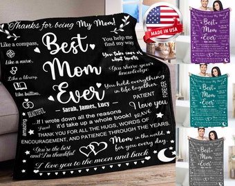 Personalized Mom Ever Fleece Blanket, Custom Names