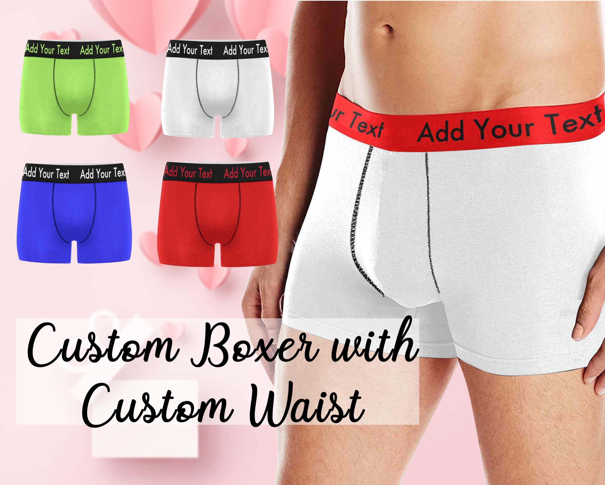 Personalized Men's Boxer Waistband Text Custom Boxer Etsy