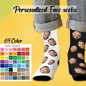 Personalized Socks with Faces, Custom Color Socks with Faces, Personalized Faces on Socks,  Custom Socks Gift for him/her