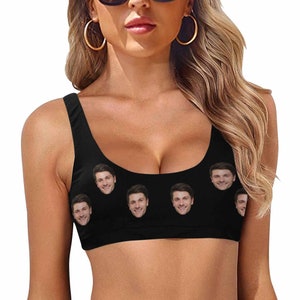 Custom Women's Swimsuit Bikini top with Faces, Personalized Faces on Swimwear top, Personalized swimsuit Bikini for women, Gift for her