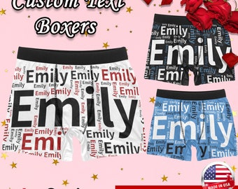 Custom Boxer Briefs, Custom Boxers With Text, Custom Boxer with Name, Custom Text Underwear, Anniversary/Birthday/Valentine's Gift for Him