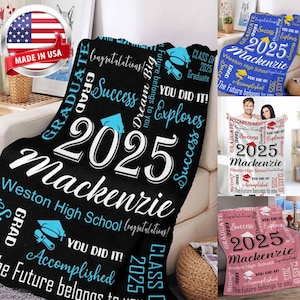 Personalized Graduation 2025 photo Blanket, Graduation Class of 2025 Gift, Custom Graduation Blanket for daughter, Gifts for college grads