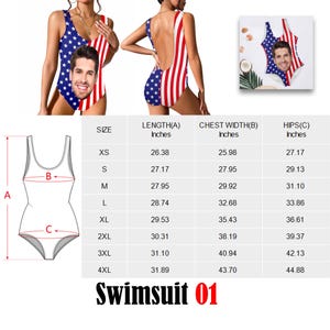 American Flag Custom Face Swimsuit, Personalized One-Piece Bikini Swimsuit01