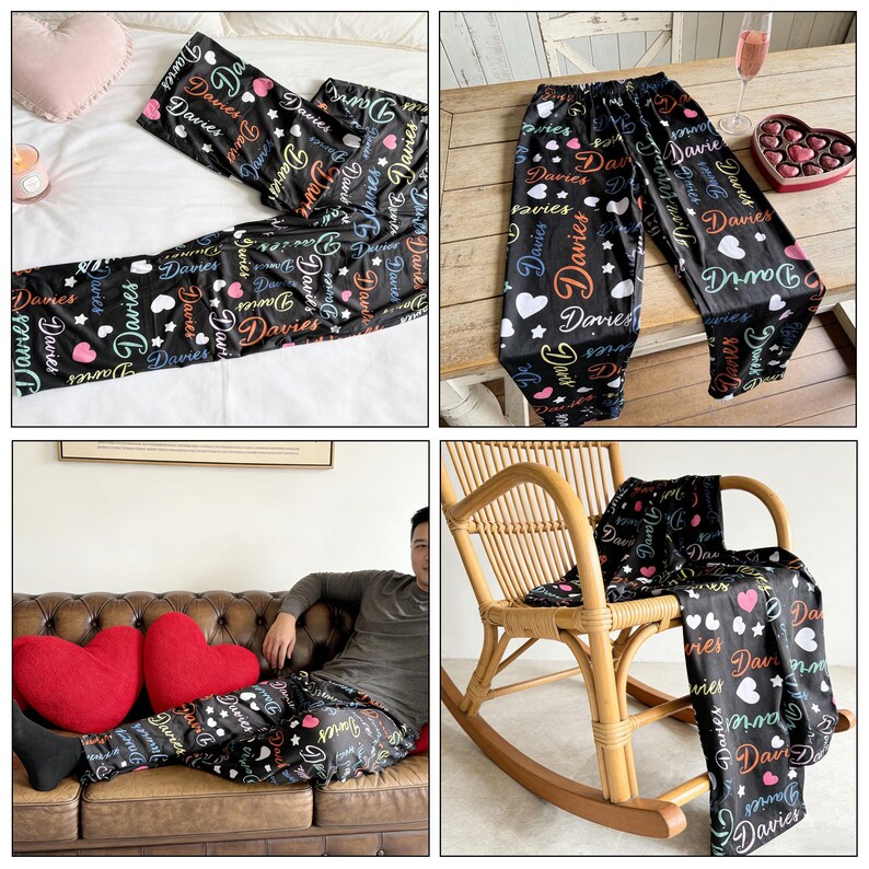 Personalized Pajama Pants: Custom Name Couple Sleepwear - Soft Polyester image 11