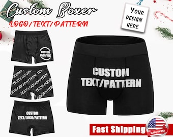 Personalized Boxers For Men, Custom Boxers Shorts, Custom Boxers With Logo/Text/Pattern, Birthday/Anniversary /Valentine's Day Gift for Him