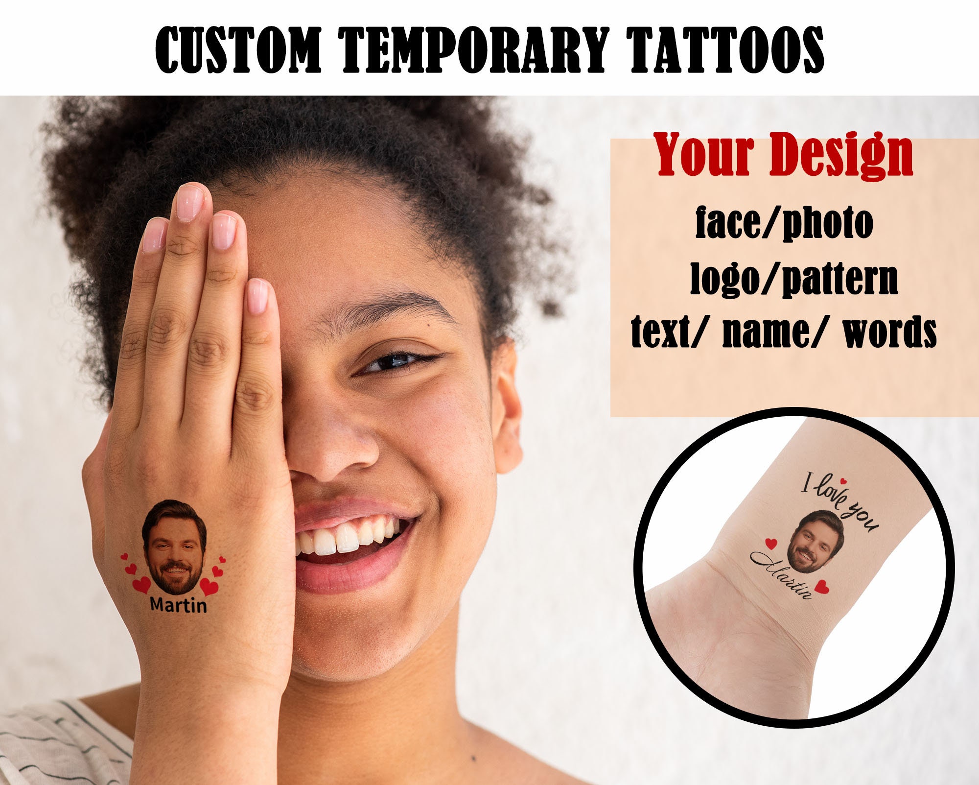 Personalized Tattoos Custom Temporary Tattoo With Face Photo - Etsy