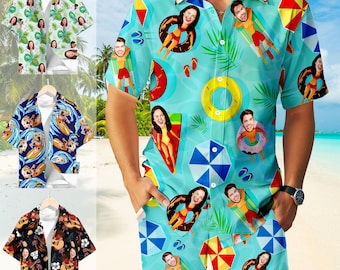 Custom Face Hawaiian Shirt & Swim Trunks: Personalized Photo Gift