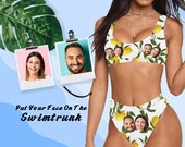 Custom Lemon Face Women 39 s Swimsuit Bikini, Personalized Face Swimsuit, Custom Faces on Sexy swimwear for women, Gift for girlfriend
