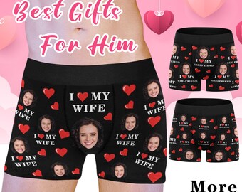 Personalized Photo Gift for Boyfriend/Husband, Custom Boxer Briefs with Face, Custom Men Underwear, Funny Gift for Him, Valentines Day Gift