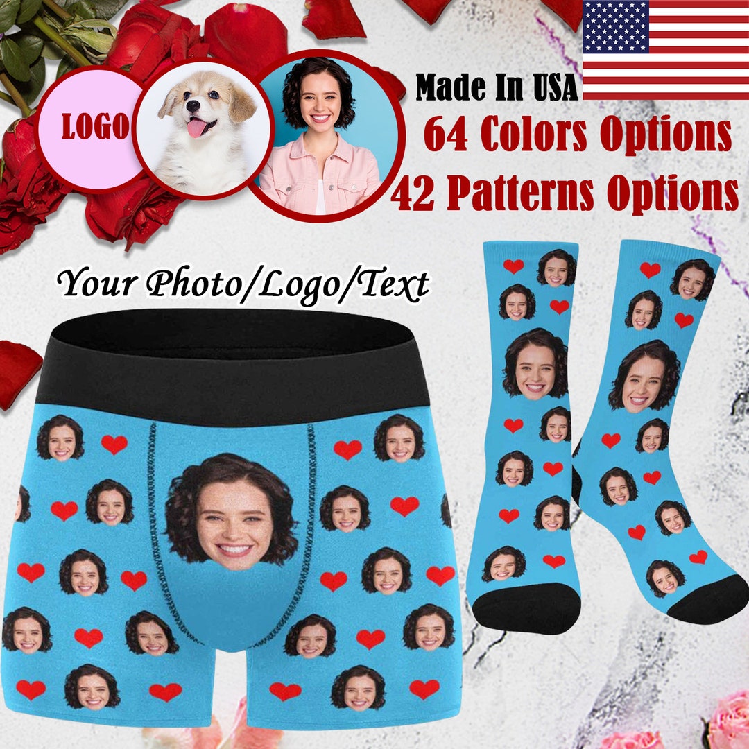 USA Custom Boxers Socks Face on Underwear Sock Custom Boxer Etsy