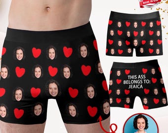 Personalized Face Boxer Briefs, Custom Photo Underwear, Anniversary Gift