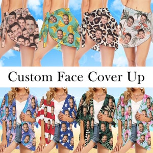 Custom Beach Sarong Wrap with Faces, Custom Wedding Sarong Wrap, Personalized Face Swimwear Cover up, Face Beach Wrap, Bachelorette Party