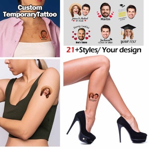 Personalized Tattoos, Custom Temporary Tattoo with face photo text name, Custom Tattoo Design for Bachelorette birthday wedding party