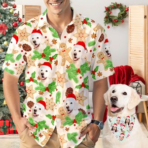 Custom Face Christmas Hawaiian Shirt, Photo Gingerbread Aloha Shirt