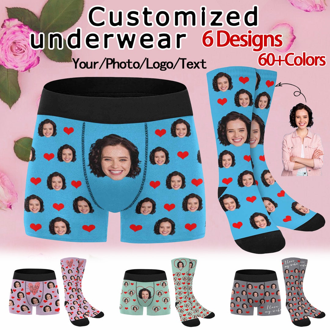 USA Custom Boxers Socks, Face on Underwear Sock, Custom Boxer With Face