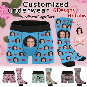 USA Custom Boxers Socks, Face on Underwear Sock, Custom Boxer with Face, Custom Face Boxers Brief, Anniversary Gift for Him, Valentines Gift