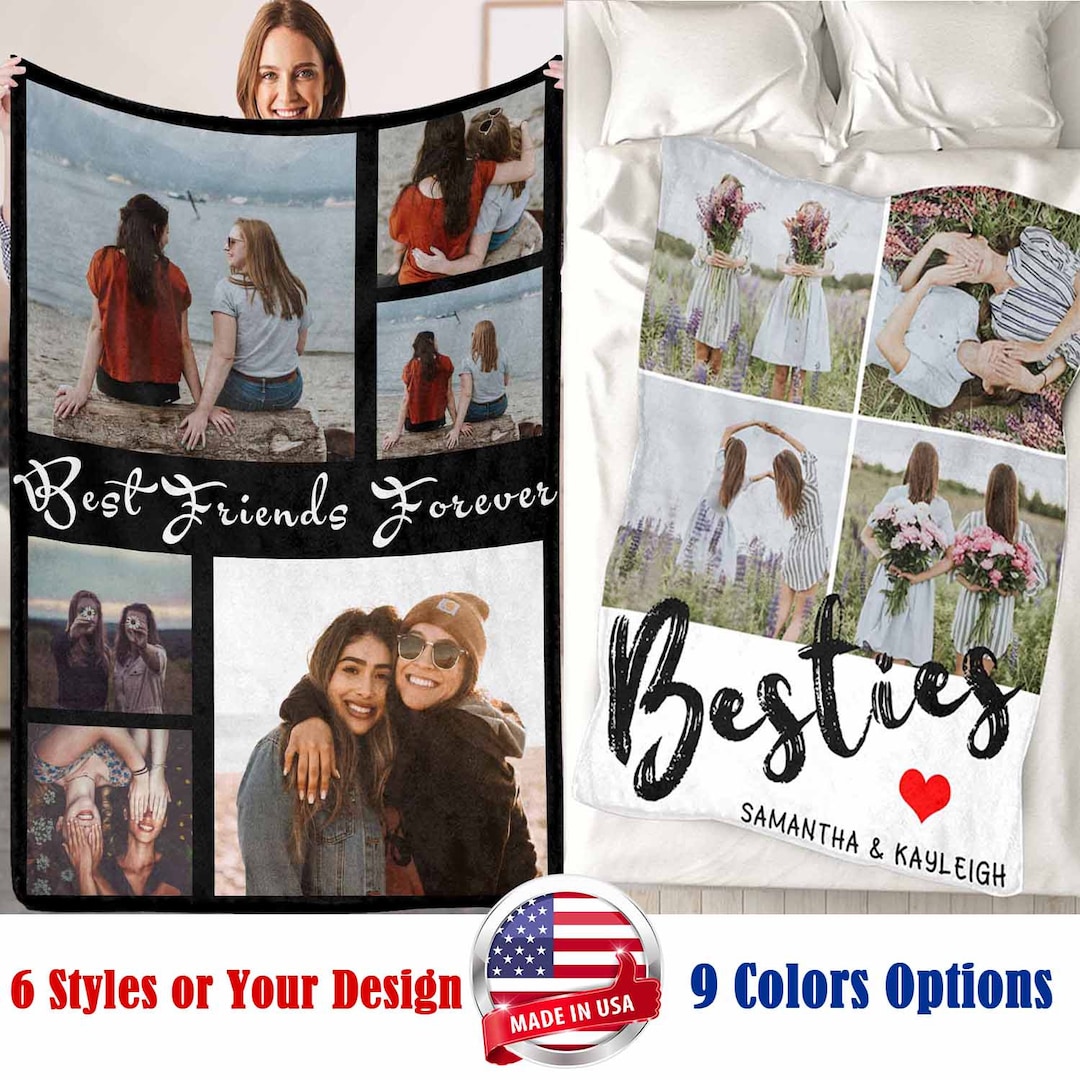 Best Friend Birthday Gifts, Friendship Blanket With Pictures, Custom