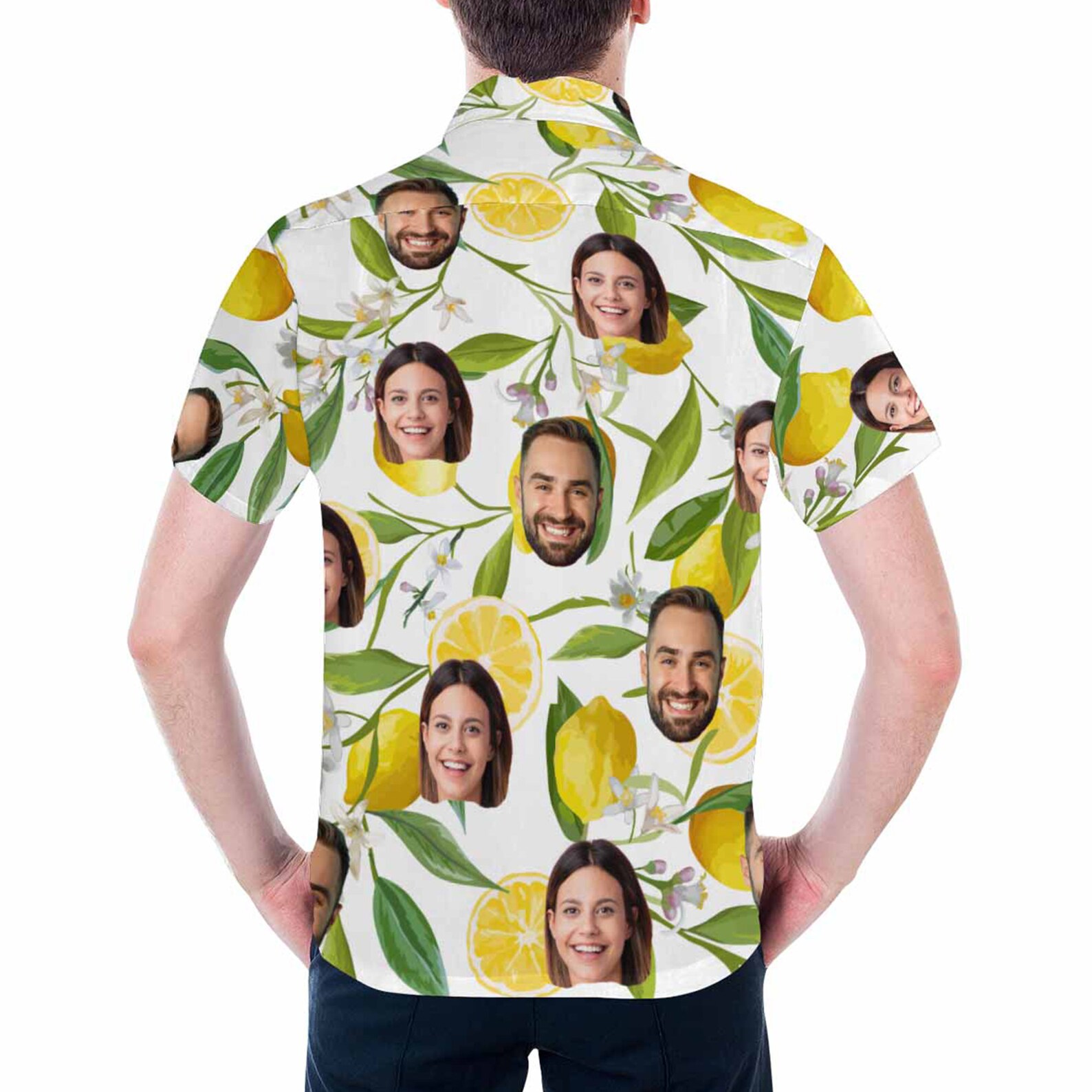 Custom Men's Face Lemon Hawaiian Shirt Personalized Beach Etsy