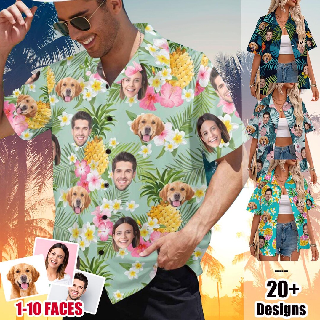 Personalized Men's Hawaiian Shirt With Face, Custom Hawaiian Shirt for ...