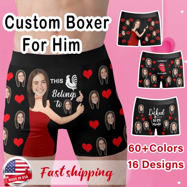 Custom With Face Boxer Briefs, Valentines Day Gift, Personalized Boxer Men Underwear, Anniversary Gift, Wedding Gift, Boyfriend Gift For Him