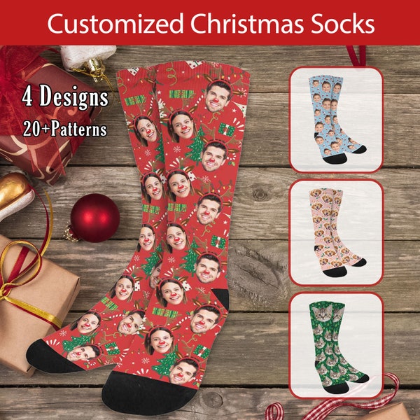 Custom Christmas Face Socks, Custom Socks with Photo, Personalized Socks for Men, Custom Printed Socks, Xmas Pattern Socks, Christmas Gift