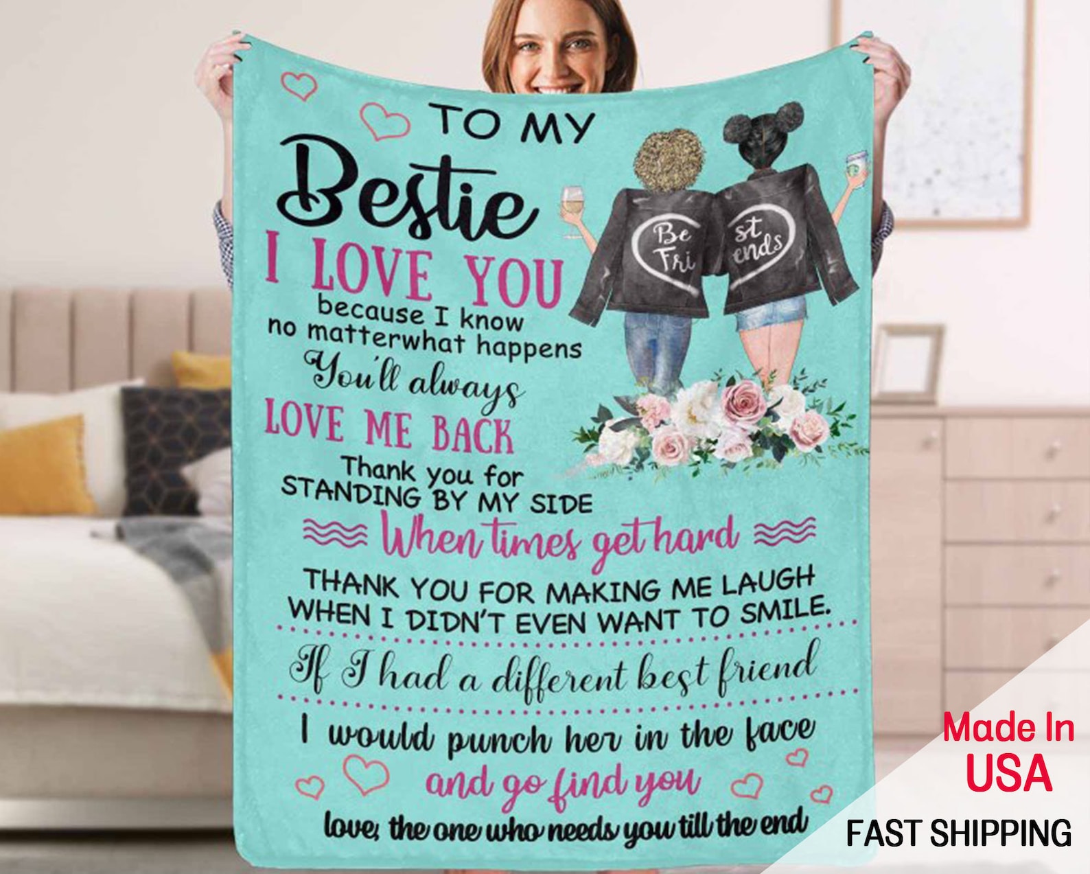 Best Friend Gift Personalized Best Friend Blanket Custom Etsy