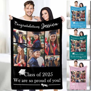 Custom Graduation 2025 photo Blanket, Graduation Class of 2025  Gift, Personalized Grad Blanket gift, Gifts for college grads, Class of 2025