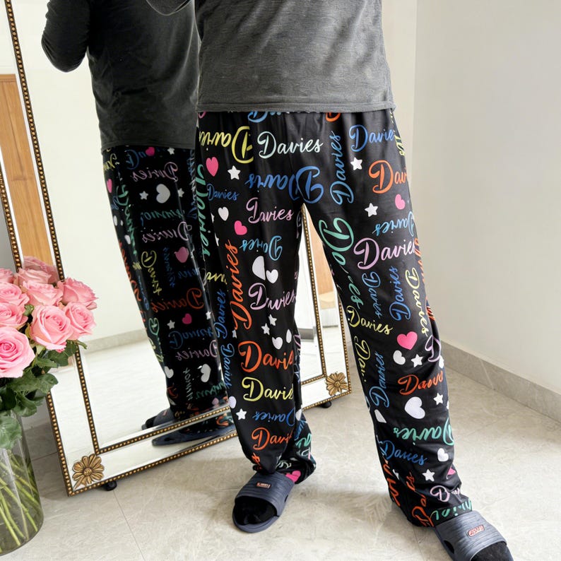 Personalized Pajama Pants: Custom Name Couple Sleepwear - Soft Polyester image 13