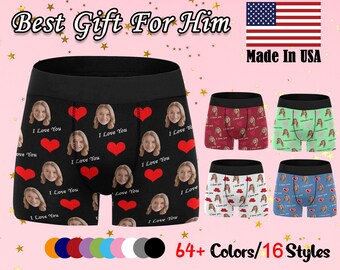 Custom Face Boxer Briefs, Personalized Underwear Gift for Him