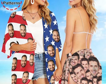 Custom Face Beach Sarong Wrap: Personalized Swim Cover-Up