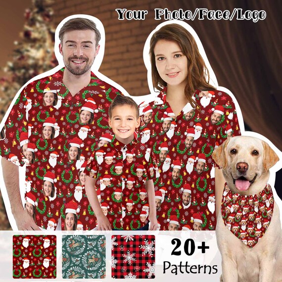 Custom Christmas Hawaii Shirt With Face, Personalized Hawaiian Shirt,  Custom Shirt With Photo, Personalized Christmas Shirt, Christmas Gift - Etsy
