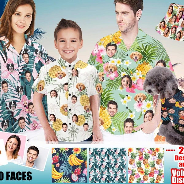 Custom Hawaiian Shirt with Face, Custom Hawaiian Shirt for Men Women, Custom Hawaiian Shirt Dog, Hawaiian Shirt for Logo, Father's Day Gift