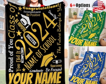 Personalized Graduation 2024  Blanket，Custom Name Blanket, Graduation Decorations 2024, Best Graduation Blankets gift for Him/Her/Bachelor