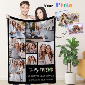 Personalized Photo Blanket For Best Friends, Custom Sister Blanket, Personalized Friend Gift Idea, Custom Gift for BFF, Gift Idea for Friend