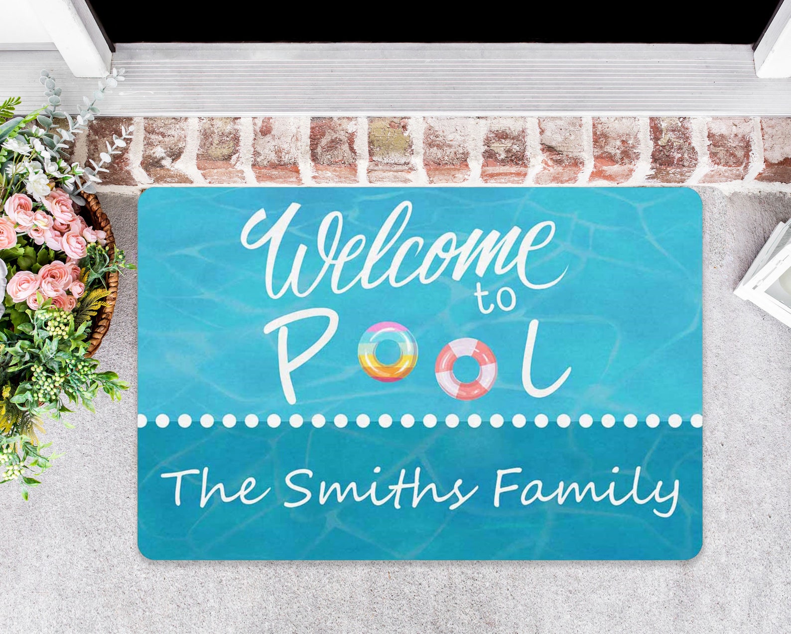 Pool doormat Custom Doormat Housewarming Gift Family Gift Etsy.de