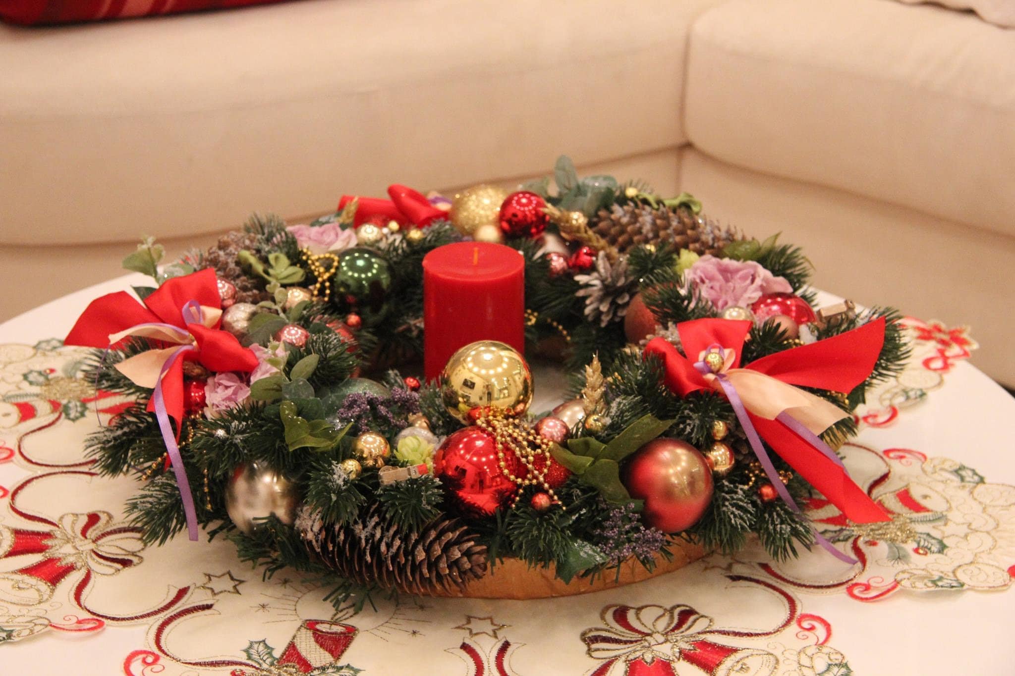 Christmas Wreath On The Table Etsy