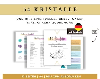 Kristall Leitfaden auf Deutsch: 54 Kristalle / Edelsteine und ihre spirituelle Bedeutung – inkl. Chakra Angaben – PDF zum Download 13 Seiten