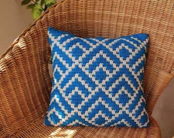 Six Times Six Cushion - mosaic overlay crochet pattern, PDF file