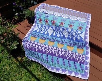 Lavendel und Spitze Häkelanleitung, PDF Datei, Häkeldecke mit Mosaiküberzug