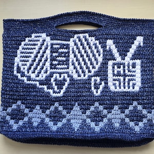 Mosaic Crochet Crafty WIP Bag crochet pattern, PDF only.