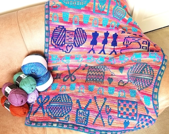 Modello all'uncinetto Crafty Notions, uncinetto con sovrapposizione a mosaico, solo file PDF