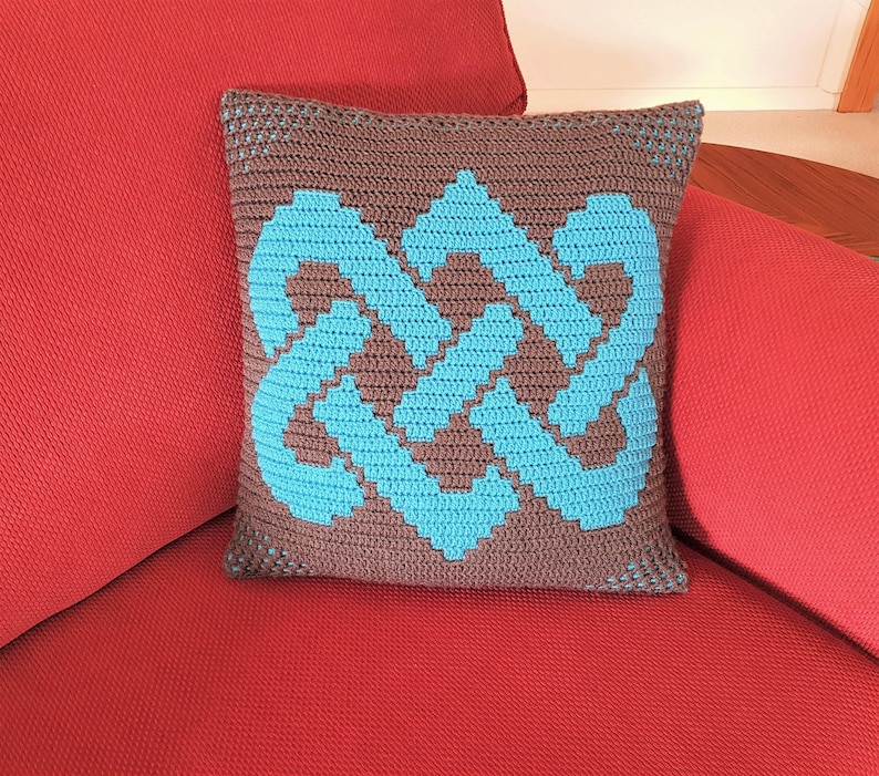 Mosaic Crochet Pillow/cushion Pattern Two Hearts Mosaic Etsy