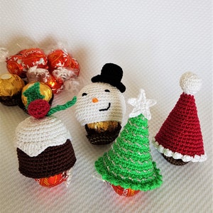 Christmas Cuties crochet pattern, Table Decor, Tree Decoration, pdf file, party favours, chocolate cover