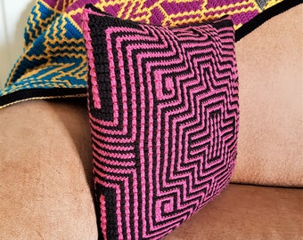 Mosaic Crochet Pattern - Deco Illusion Cushion.  PDF only.