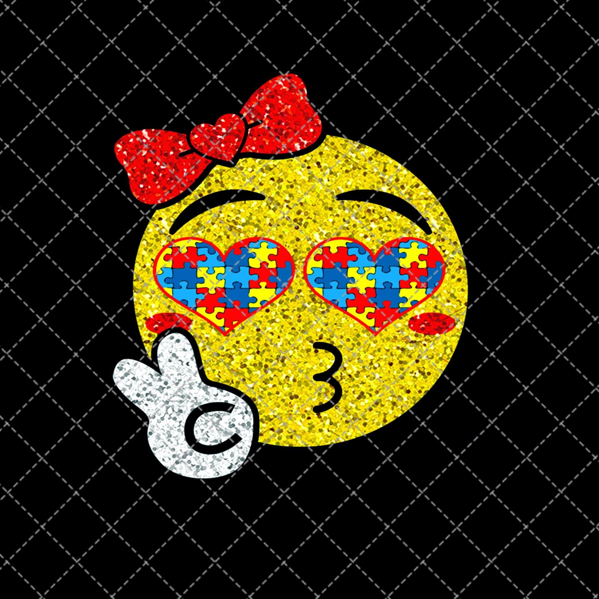 Emoji Autism Awareness Kiss Heart Princess Girl Baby Png Etsy
