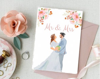 Mr and Mrs Wedding Congratulations Card Printable