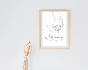 Mother and Child: Heartwarming Digital Print with Princess Diana Quote