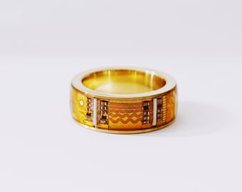 Men's Glow Ring Glow Vials, Electronic Components Built Inside, Brass Band, Cyberpunk Futuristic Statement Ring, Future Tech Sci-fi Jewelry
