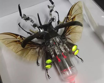 Cyberpunk Beetle Propelled By 4 Hall Thrusters Cyborg Mechanical Insect Kinetic Sculpture Art Unique Gift Ideas for Men Insect Lover Bug Art